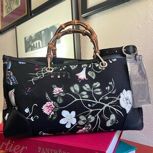 Gucci Flora Bamboo Shopper Tote